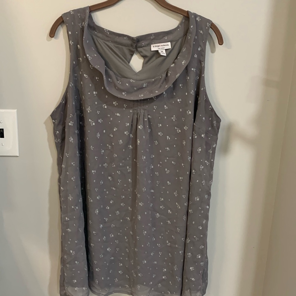 Liz Lange Maternity Target Gray Silver Geometric Cowl Neck Sleeveless Blouse XXL
